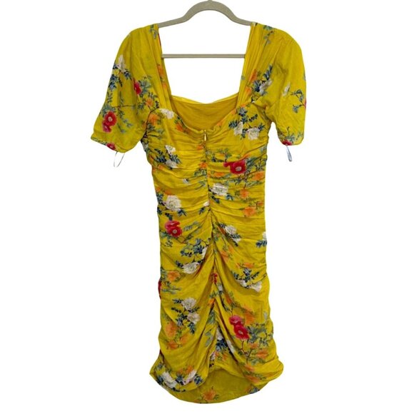 Lovers + Friends Joss Dress Spring Blossom Floral Yellow Dress S - See Condition - Picture 2 of 10